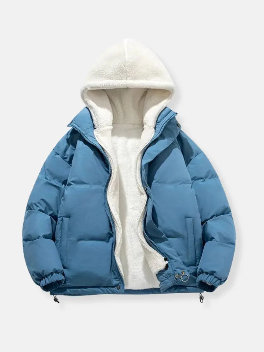 Hooded Sherpa Lined Puffer Jacket for Women