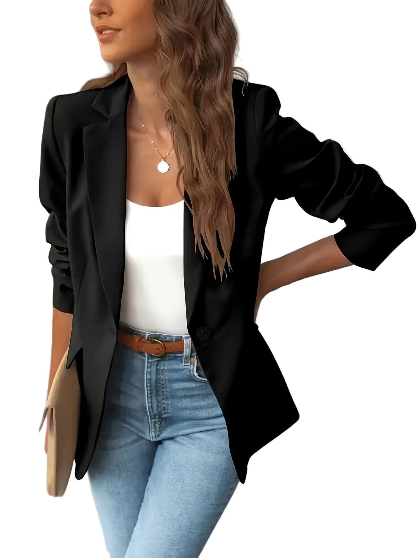 Classic Solid Color Blazer for Women