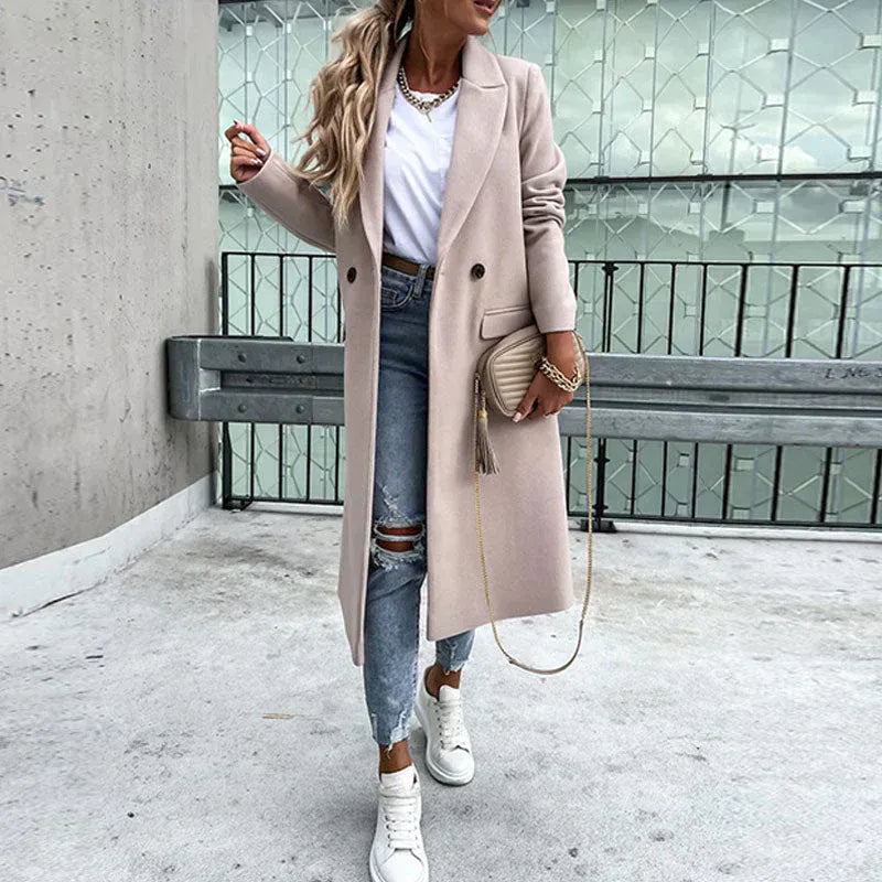 Double Breasted Long Winter Coat for Women