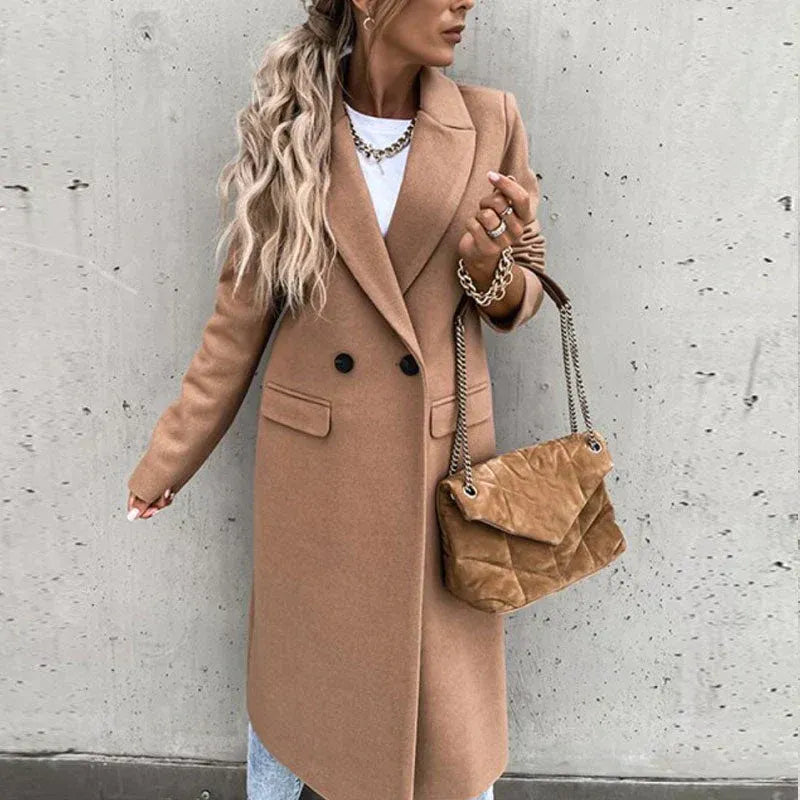 Double Breasted Long Winter Coat for Women