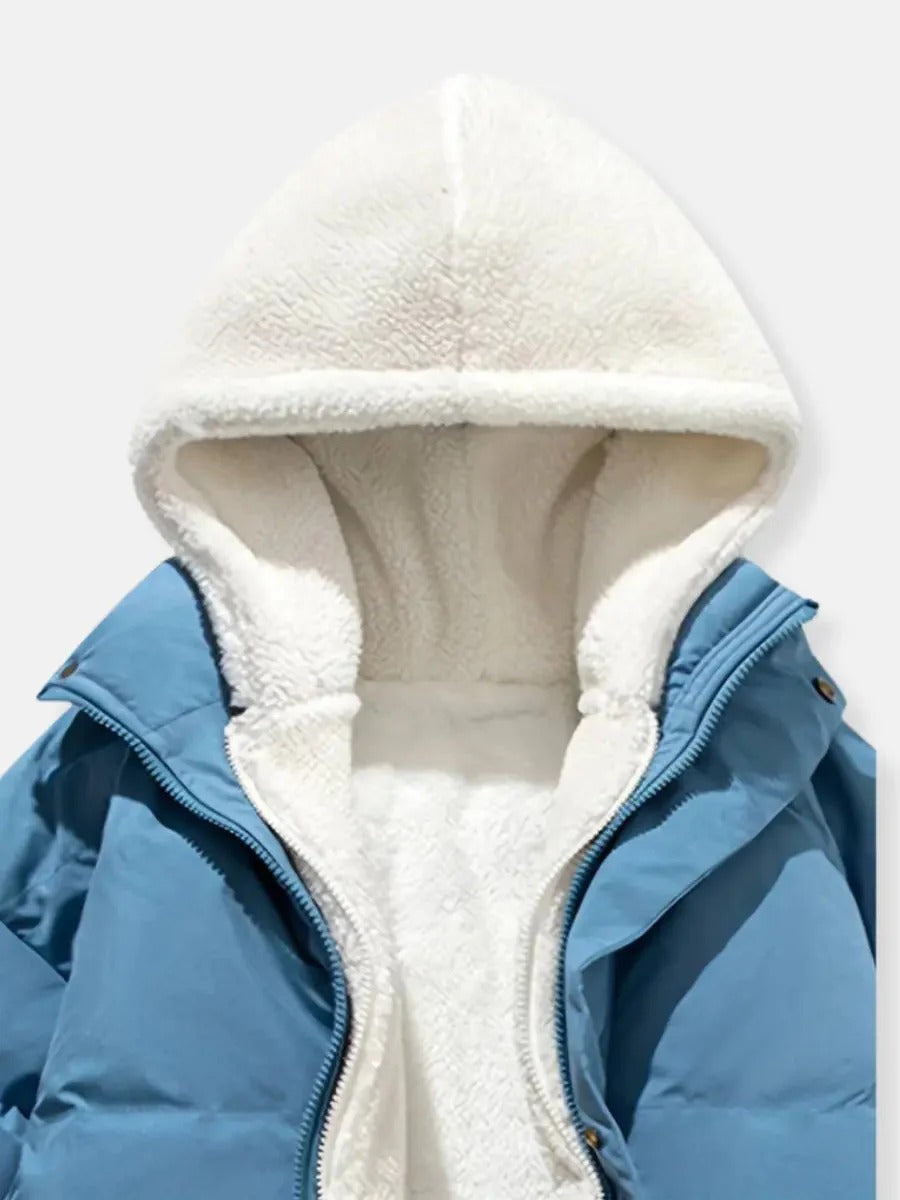 Hooded Sherpa Lined Puffer Jacket for Women