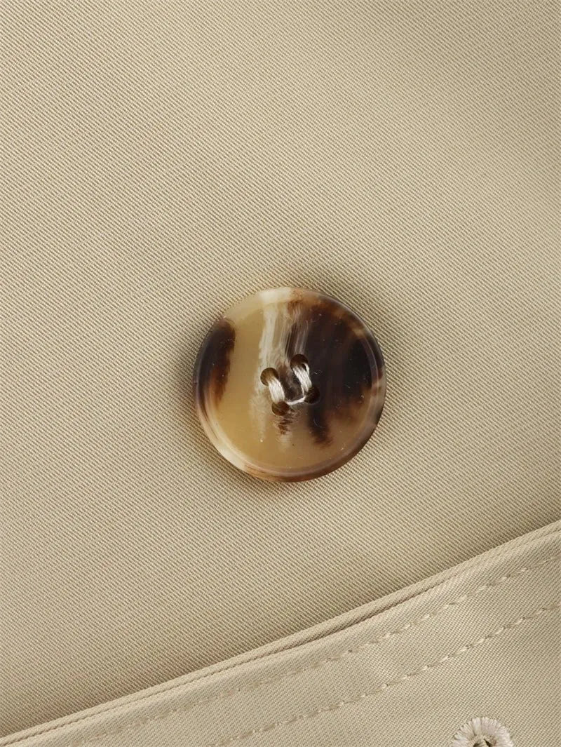 Belted Short Trench Jacket with Tie-Waist for Women