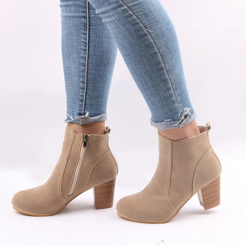 Casual Suede Block Heel Ankle Boots for Women
