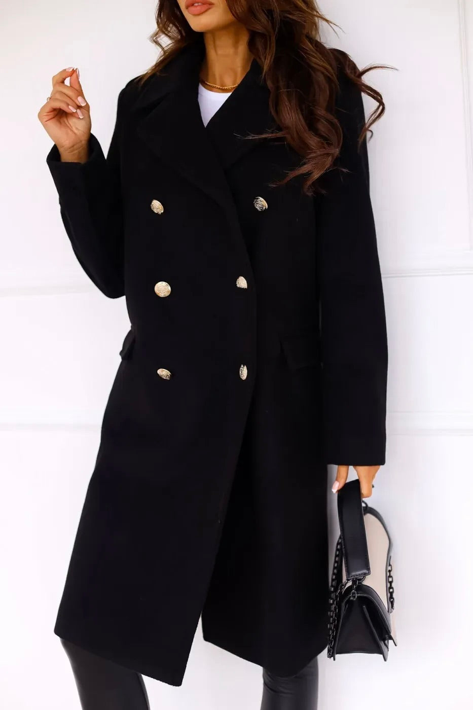 Long Double Breasted Winter Coat with for Women