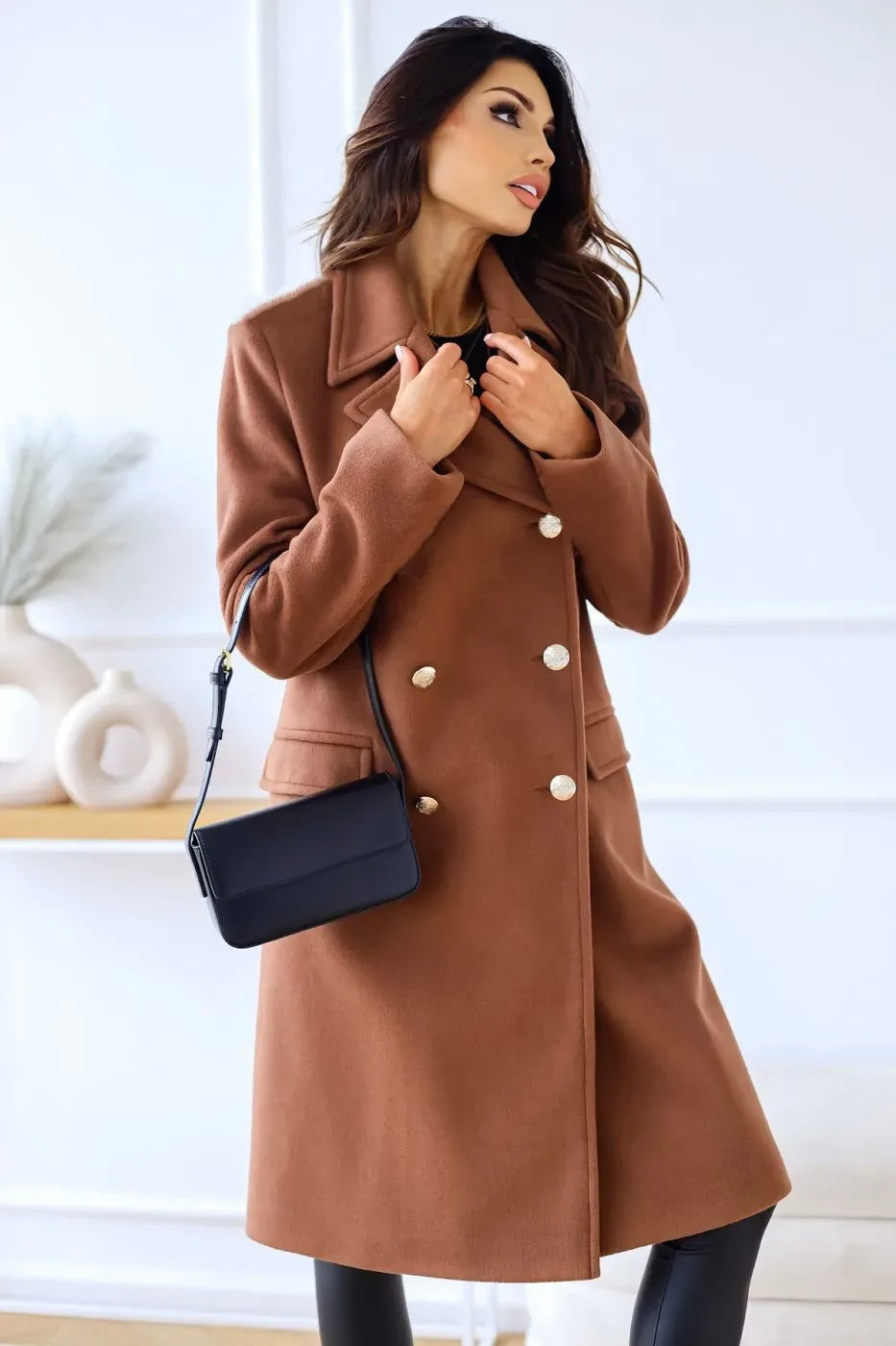 Long Double Breasted Winter Coat with for Women