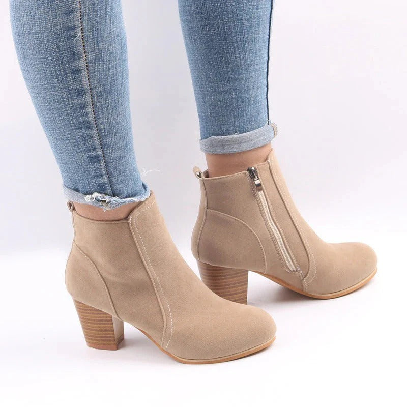 Casual Suede Block Heel Ankle Boots for Women