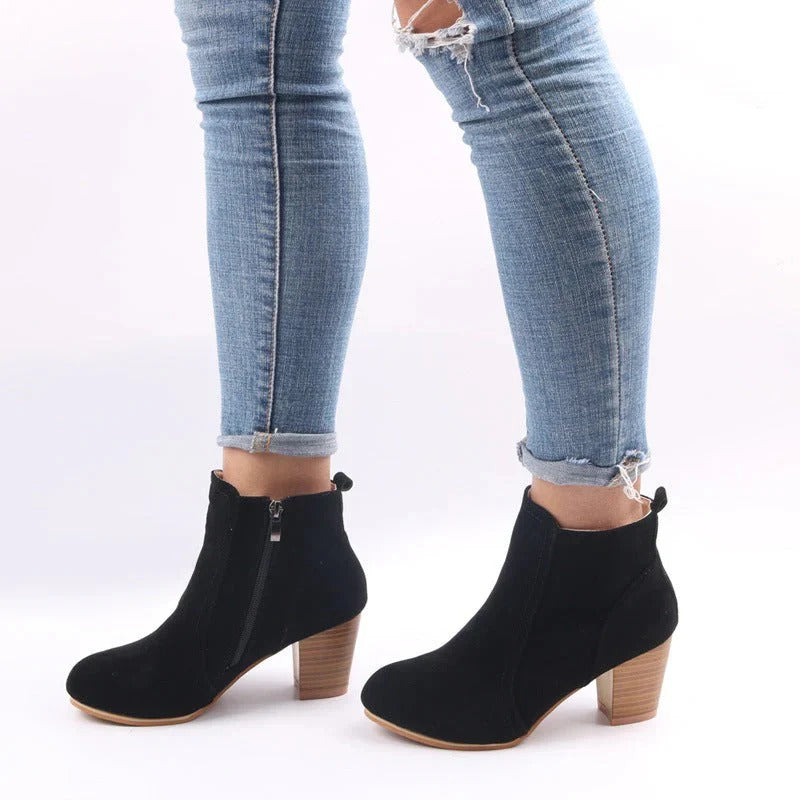 Casual Suede Block Heel Ankle Boots for Women
