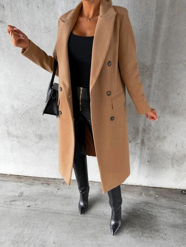 Double Breasted Long Winter Coat for Women