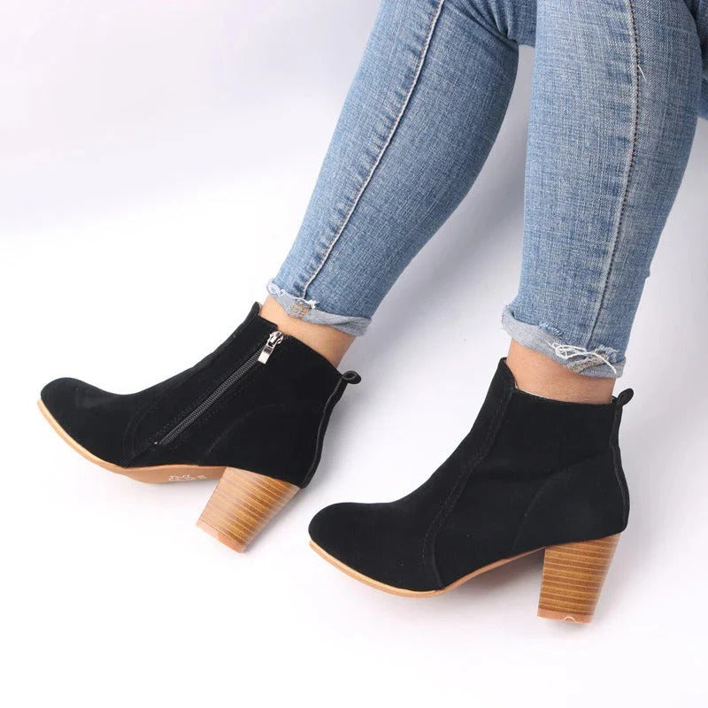 Casual Suede Block Heel Ankle Boots for Women