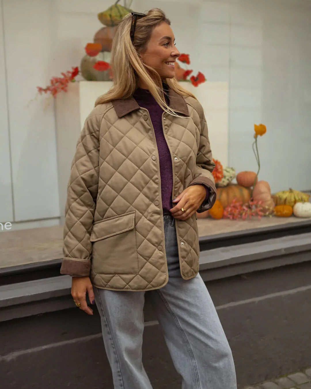 Quilted Jacket with Collar for Women