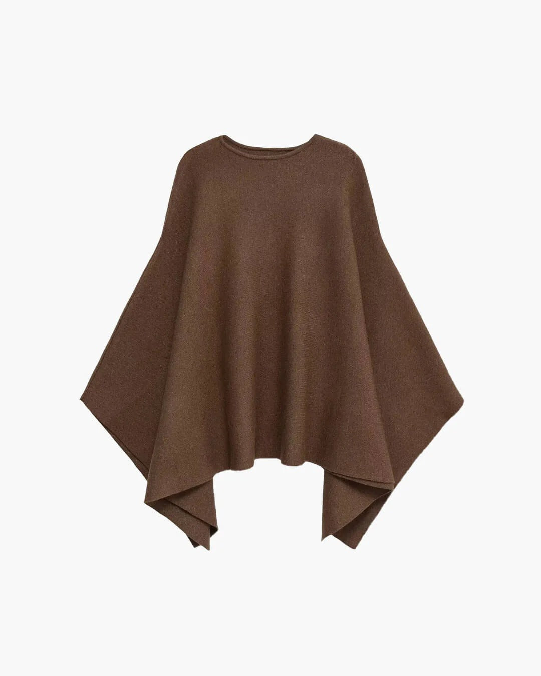 Oversized Crew Neck Knit Poncho for Women