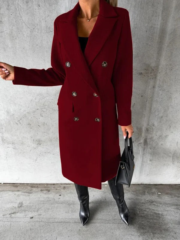 Double Breasted Long Winter Coat for Women