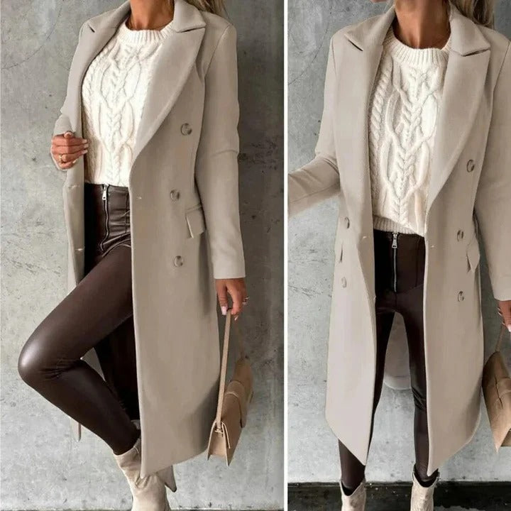 Double Breasted Long Winter Coat for Women