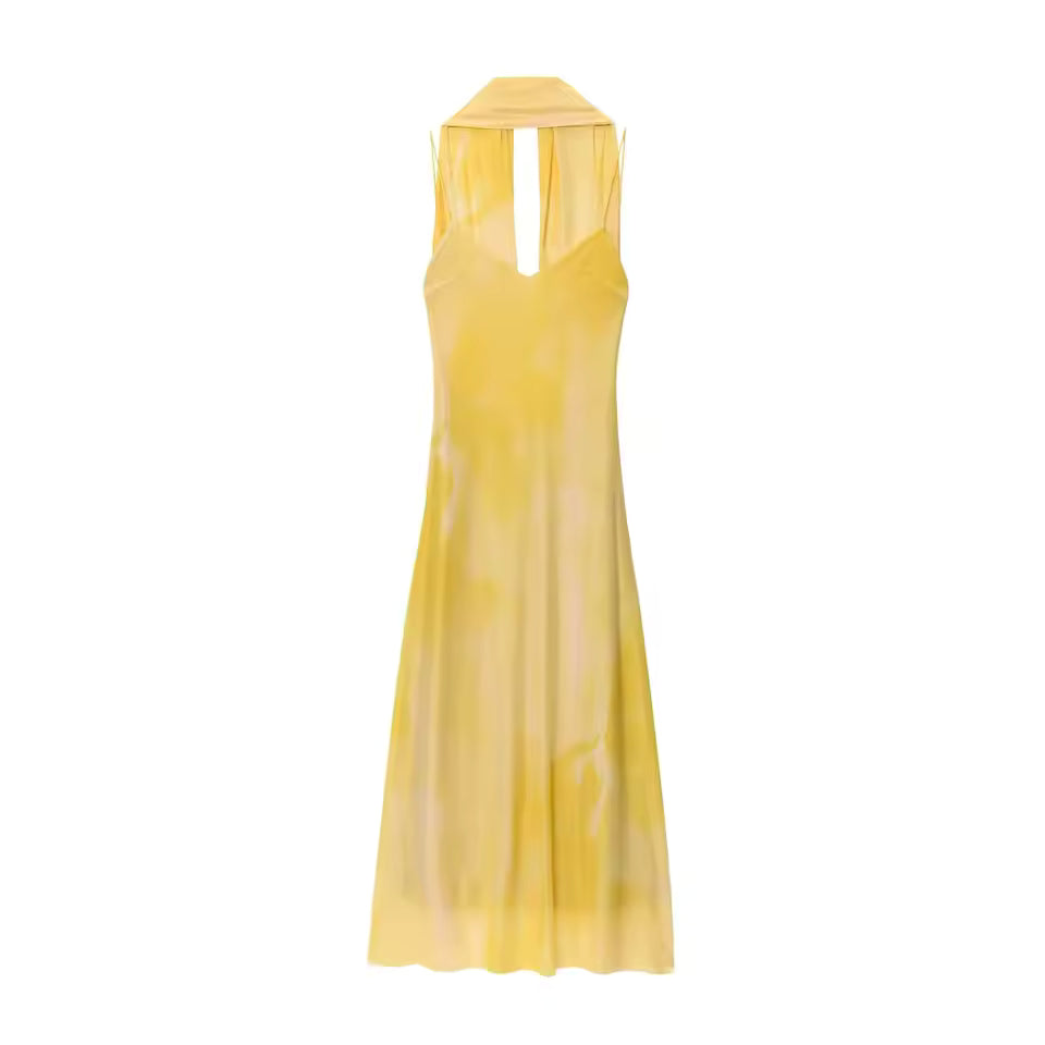 Draped V-Neck Ombre Slip Maxi Dress for Women
