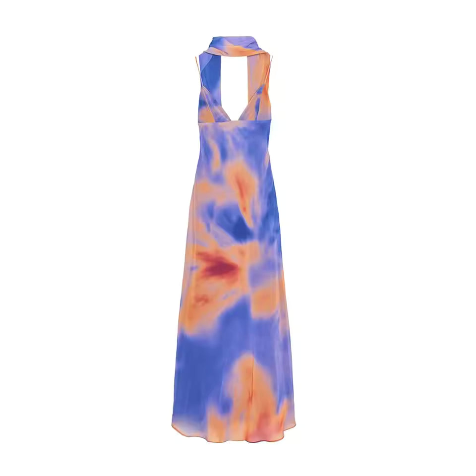 Draped V-Neck Ombre Slip Maxi Dress for Women