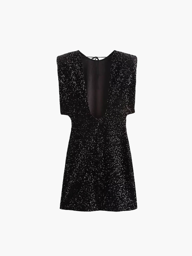 Sleeveless Sequin Mock Neck Mini Dress for Women