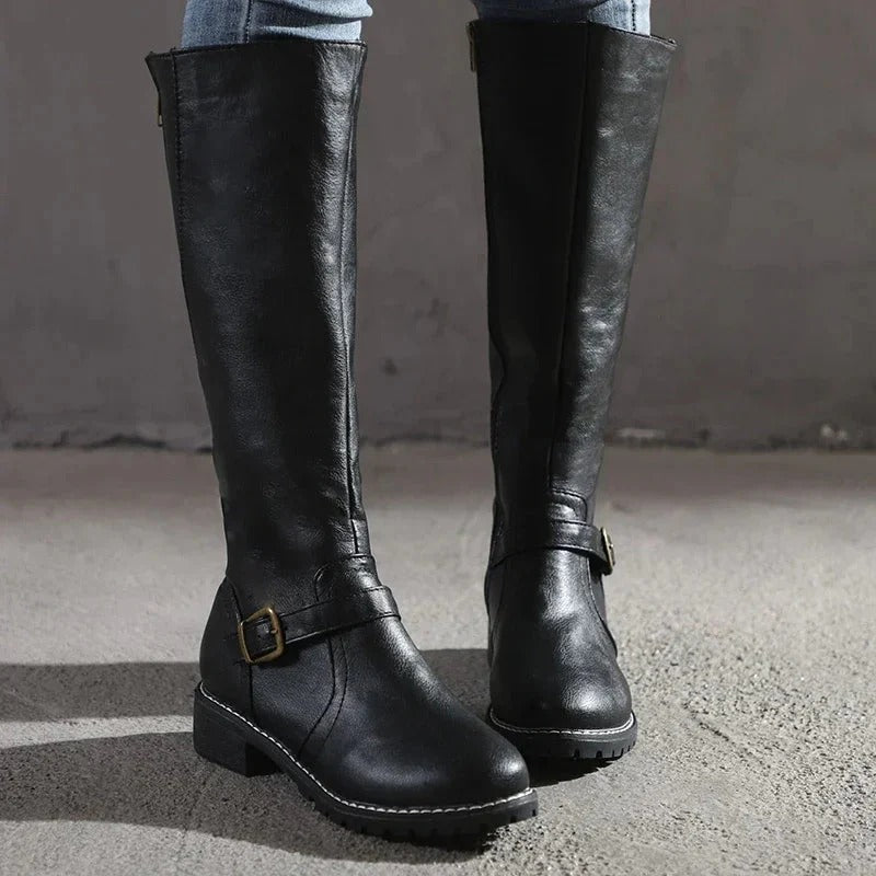 Faux Leather Knee-High Boots for Women