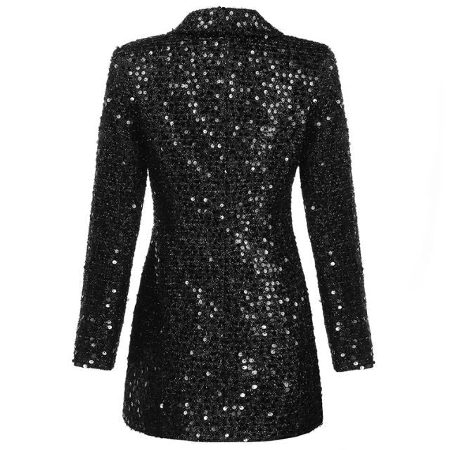 Glitter Sequin Double Breasted Blazer for Women