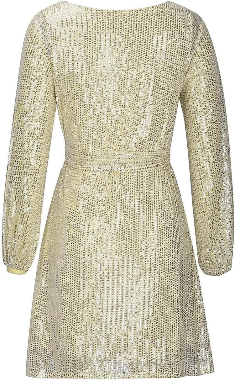 Sequin Tie Waist Mini Dress for Women