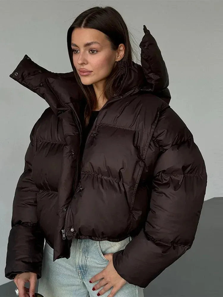 Oversized Hooded Short Puffer Jacket for Women