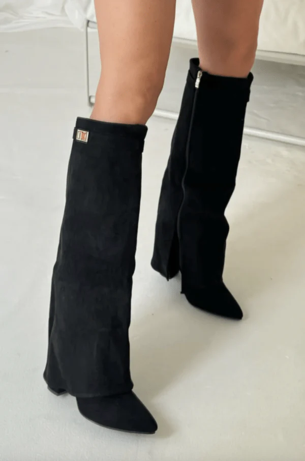 Suede High Knee Boots with Pointed Toe for Women