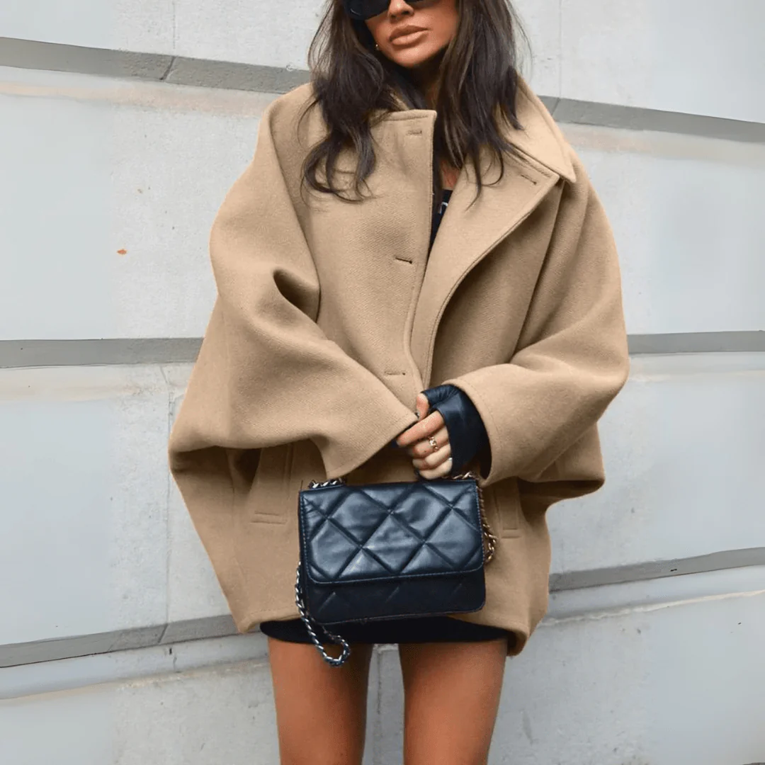 Oversized Dropped Collared Button-Up Jacket for Women