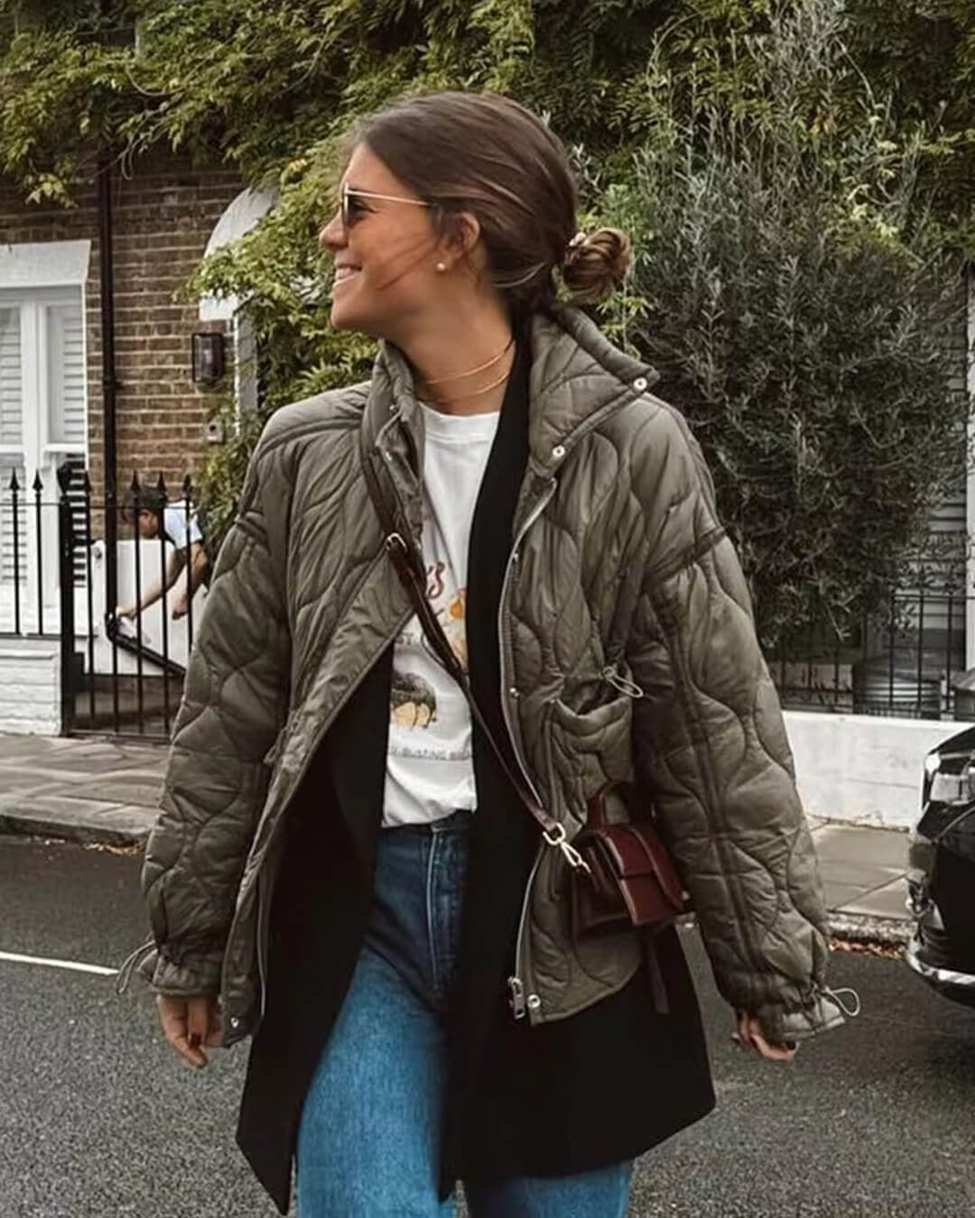 Quilted Jacket with Stand Collar for Women