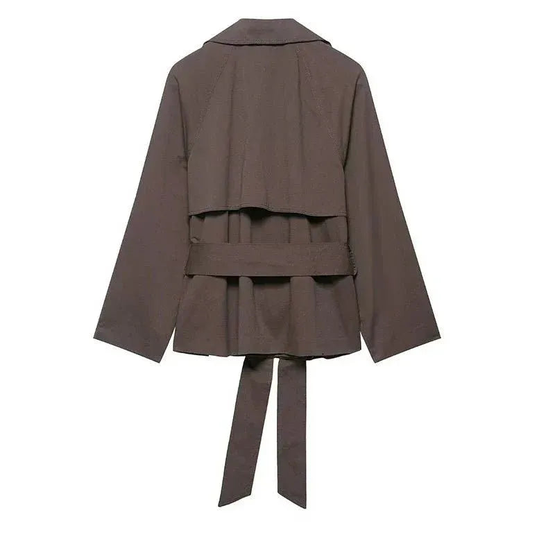 Short Double Breasted Trench Coat for Women