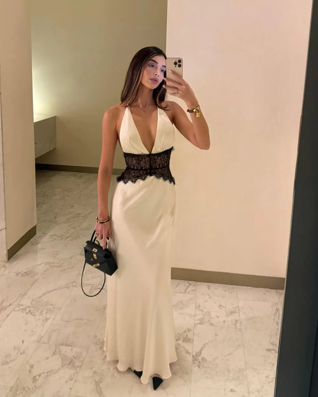 Satin Halterneck Backless Maxi Dress for Women