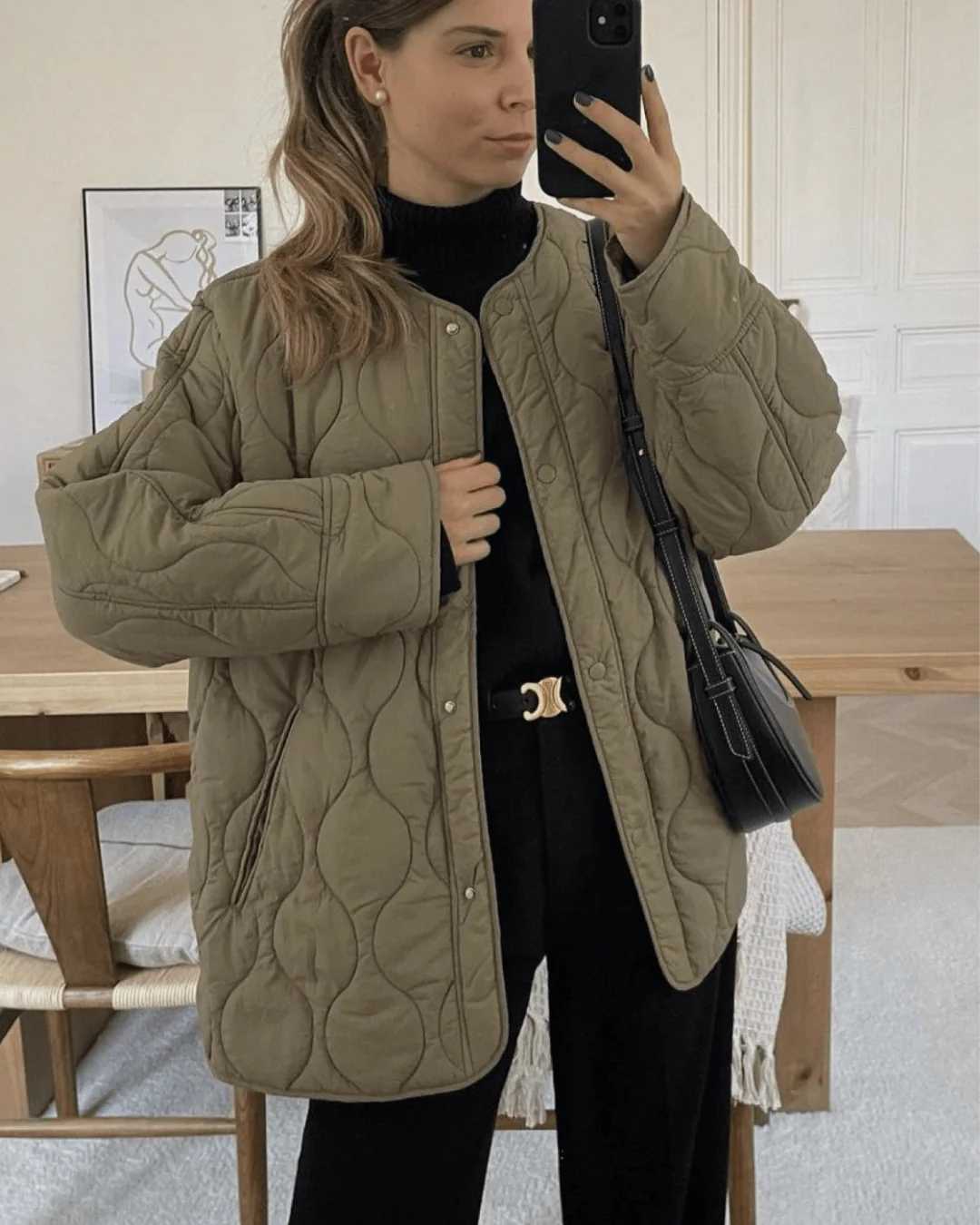 Padded Quilted Jacket with Pockets for Women