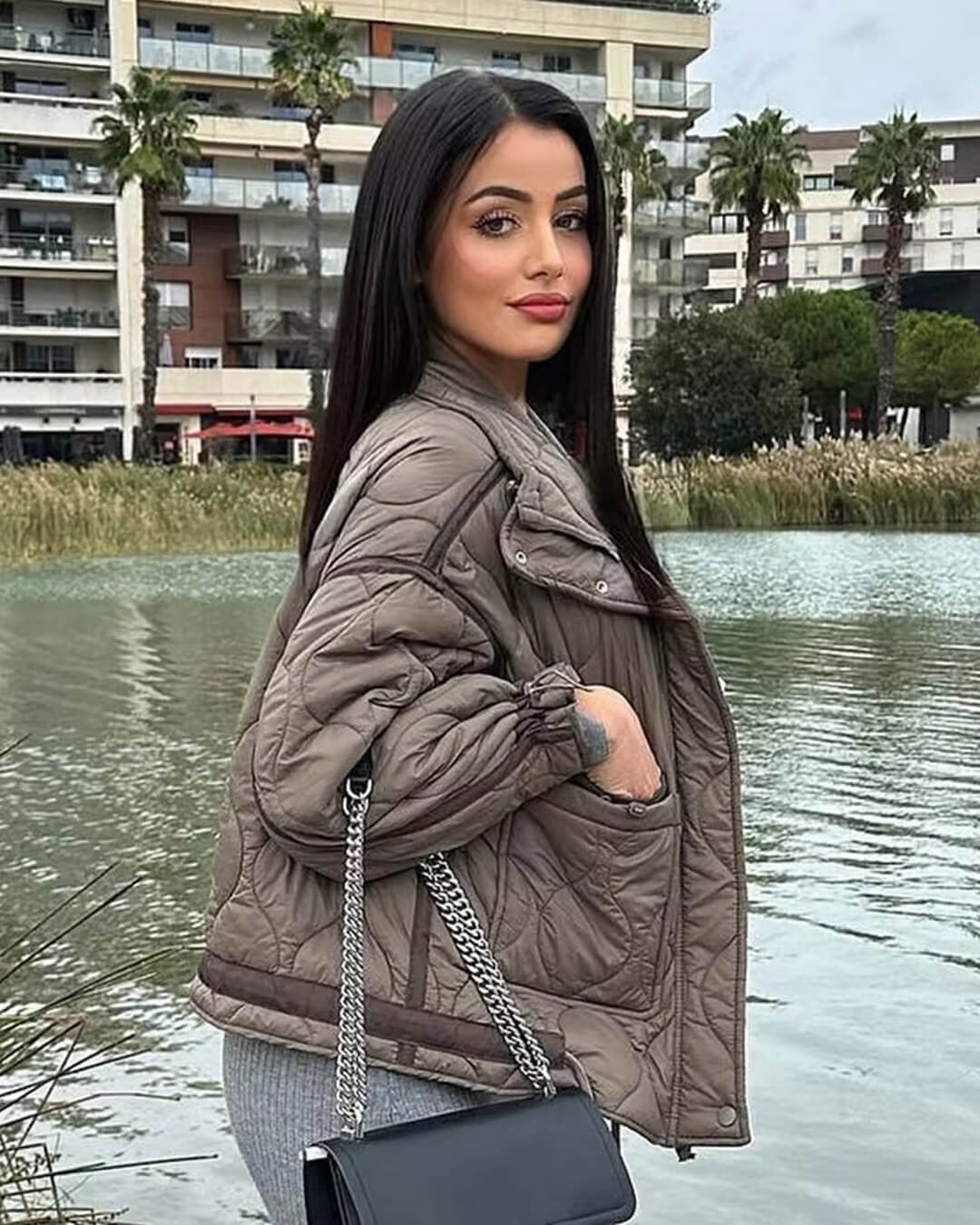 Quilted Jacket with Stand Collar for Women