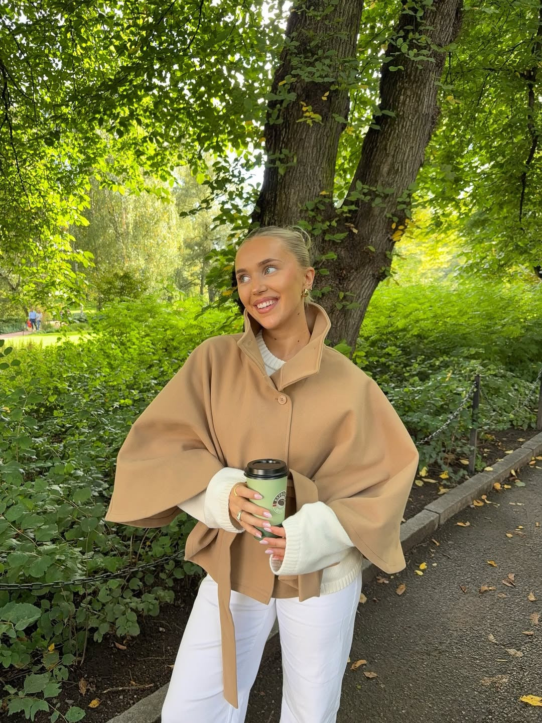 Wool Blend Cape Coat for Women