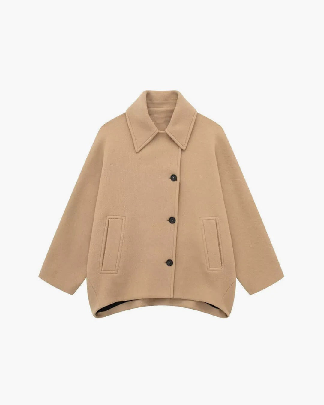 Oversized Dropped Collared Button-Up Jacket for Women
