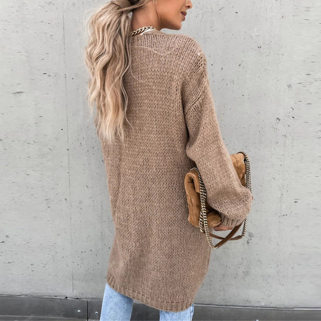 Longline Oversized Chunky Knit Cardigan for Women