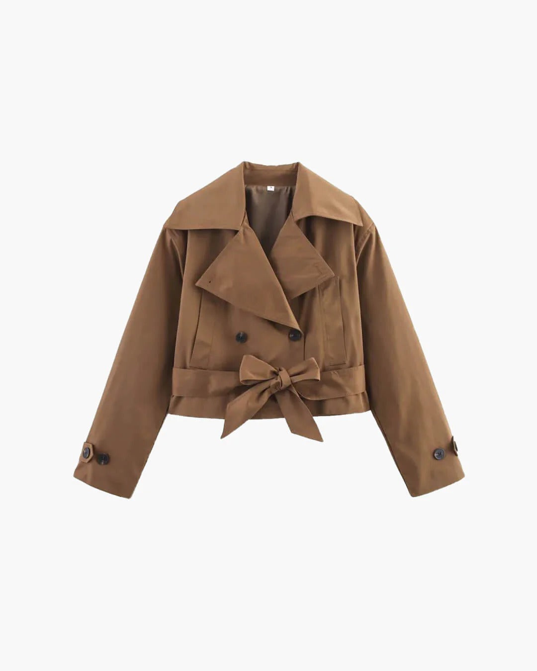 Double Breasted Short Trench Coat with Belt for Women