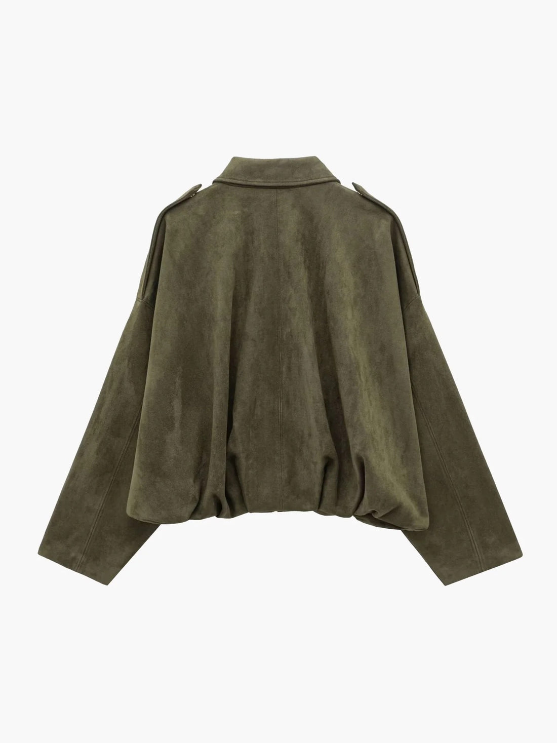 Faux Suede Collared Bomber Jacket for Women
