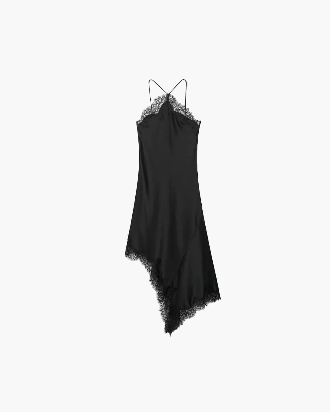 Lace Dress with Halter Neck and Trim Asymmetrical for Women