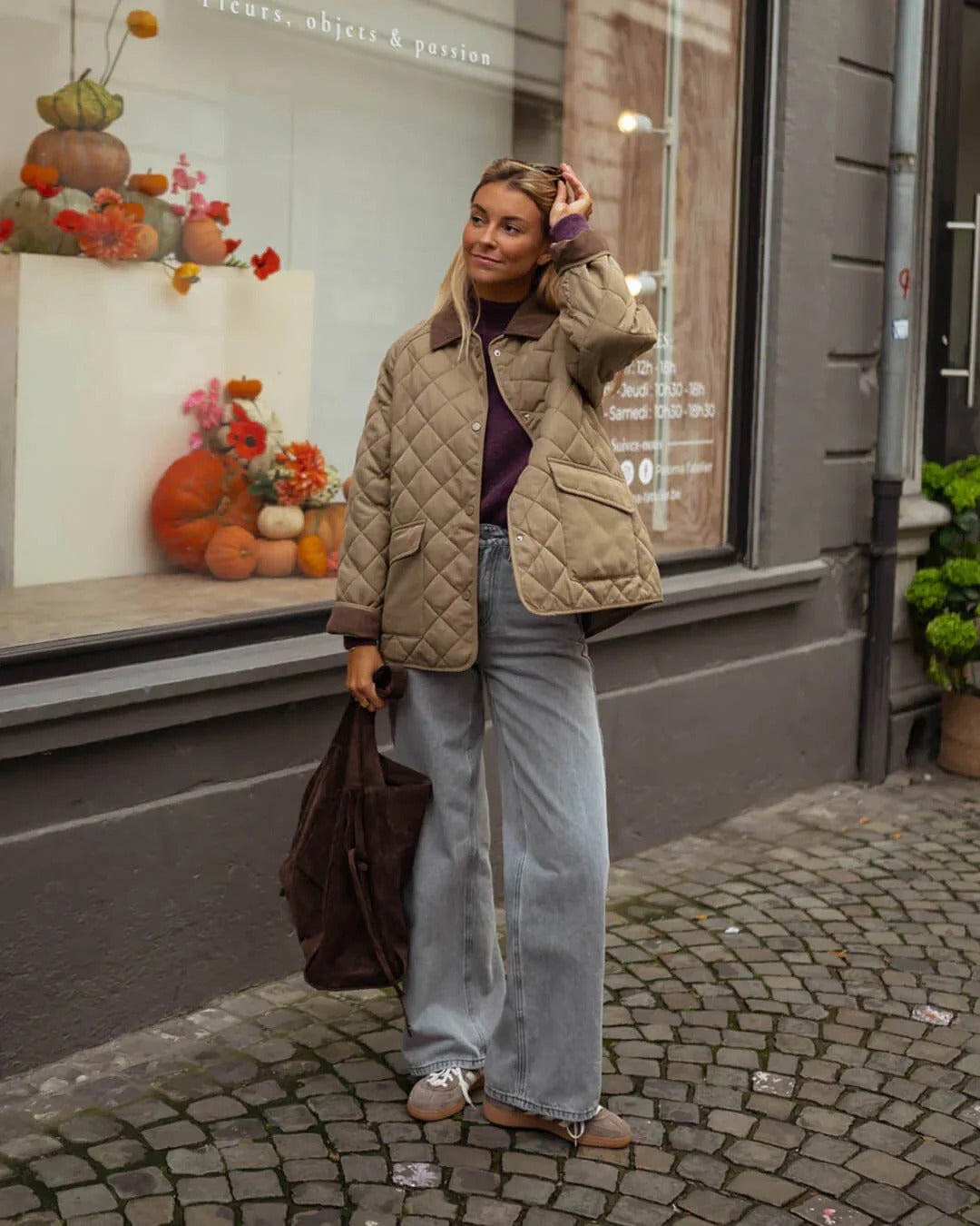 Quilted Jacket with Collar for Women