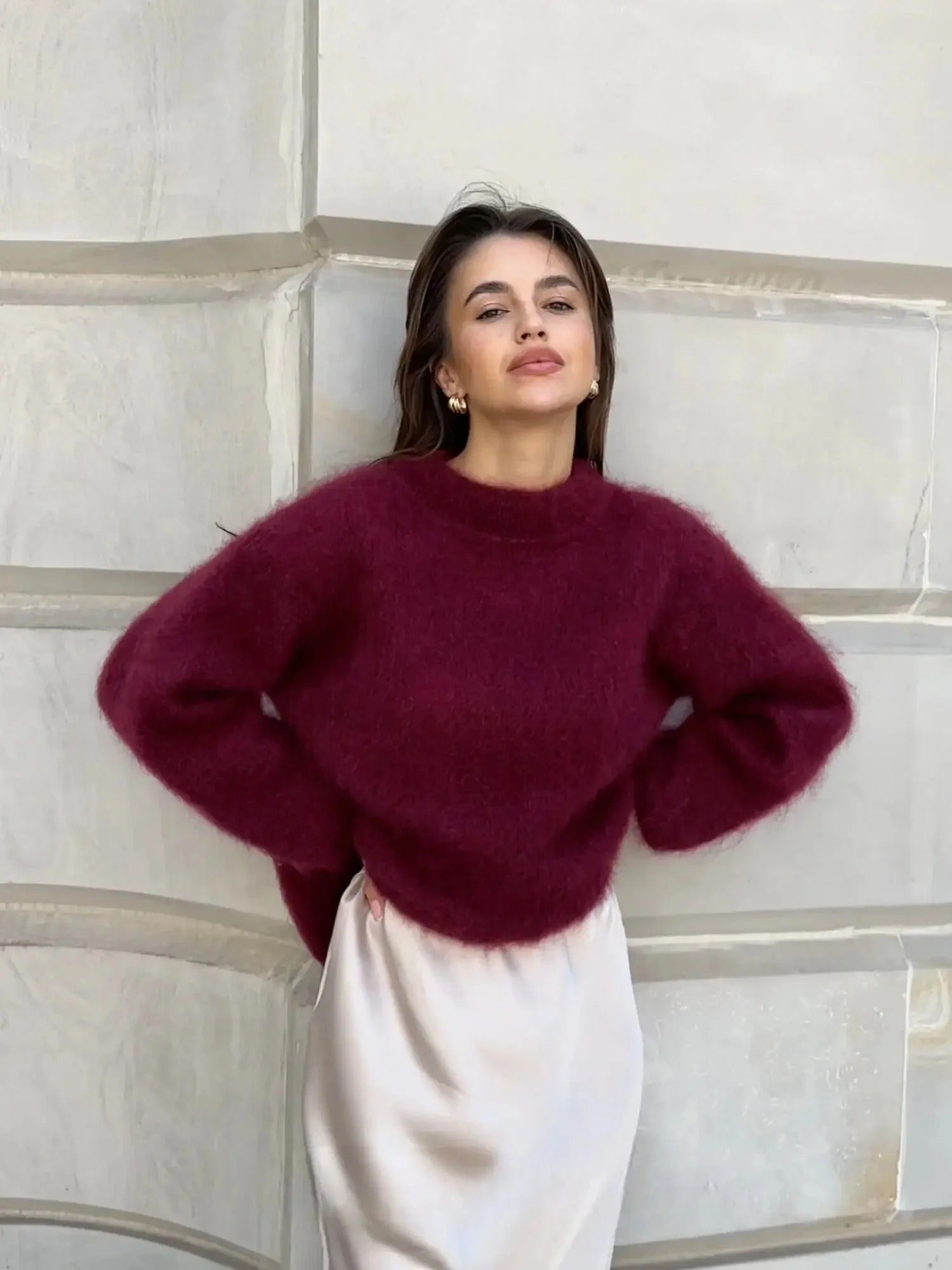 Oversized Mohair Crew Neck Jumper for Women