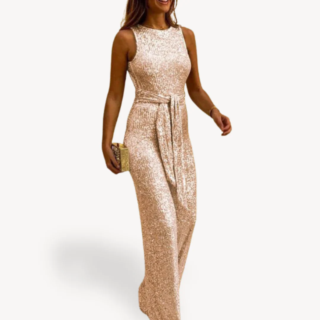 Sequin Round Neck Party Jumpsuit for Women