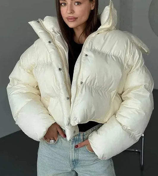 Oversized Hooded Short Puffer Jacket for Women