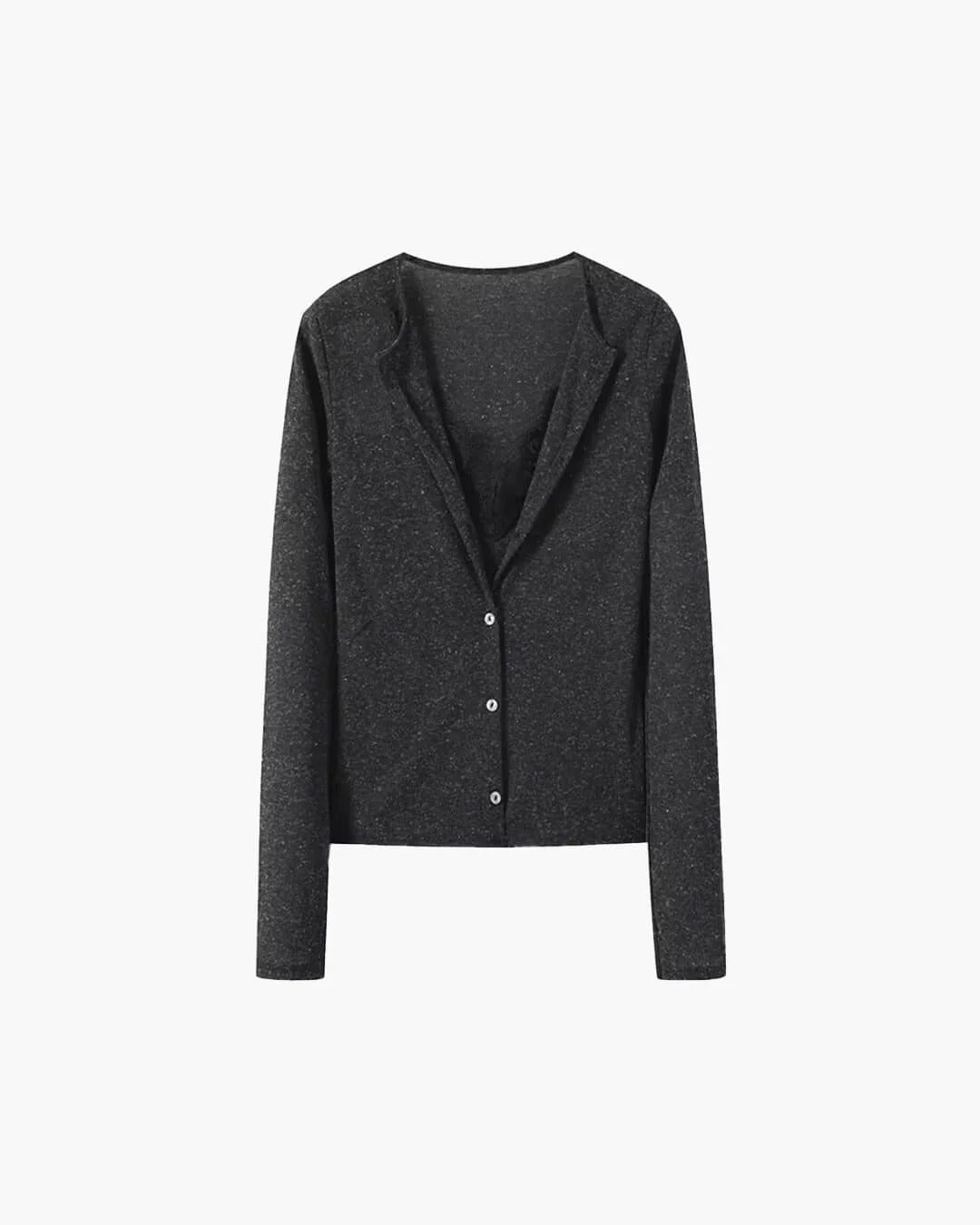 V-Neck Lace Trim Long Sleeve Top for Women