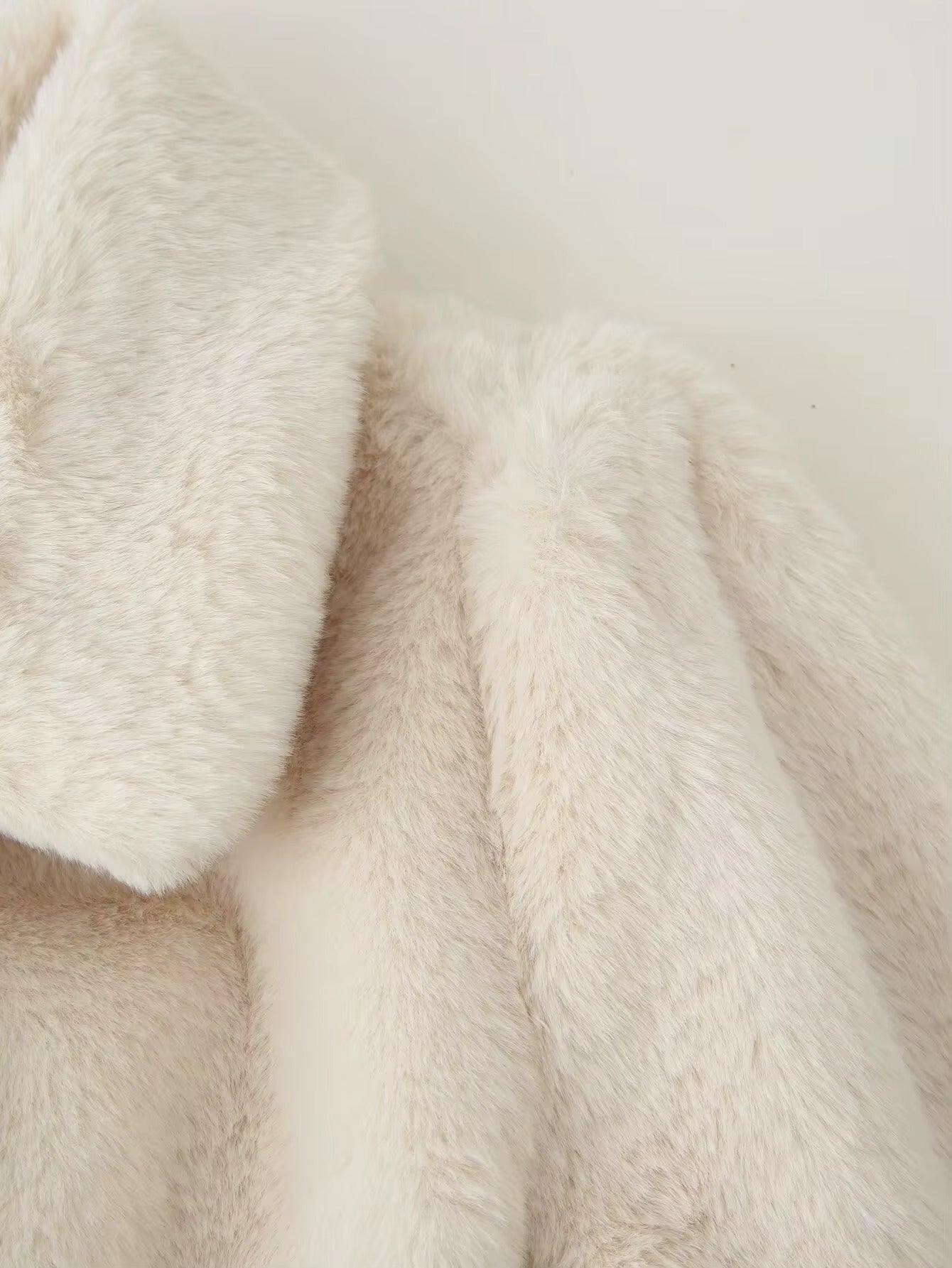 Faux Fur Belted Coat with Collar for Women