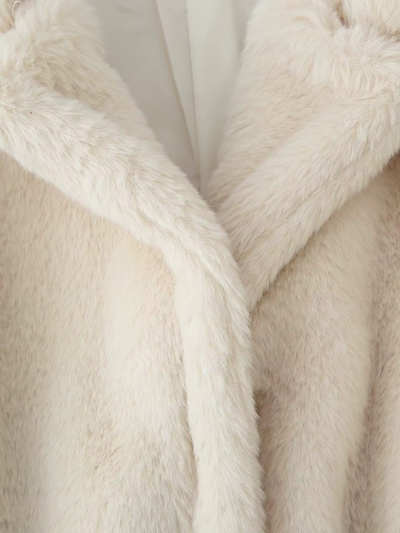 Faux Fur Belted Coat with Collar for Women