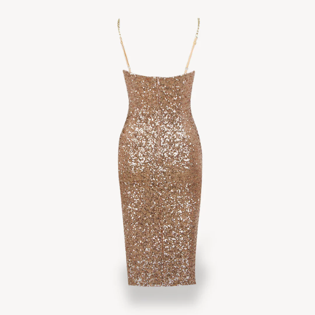 Sequin Chain Strap Midi Dress for Women