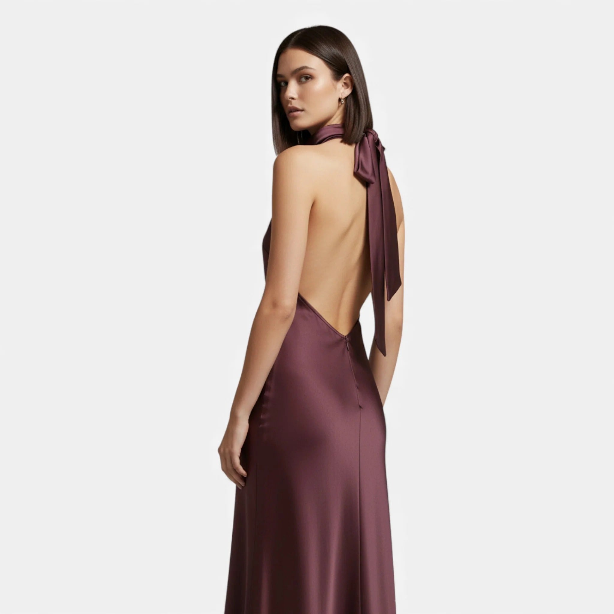 Satin Halter Neck Party Dress for Women