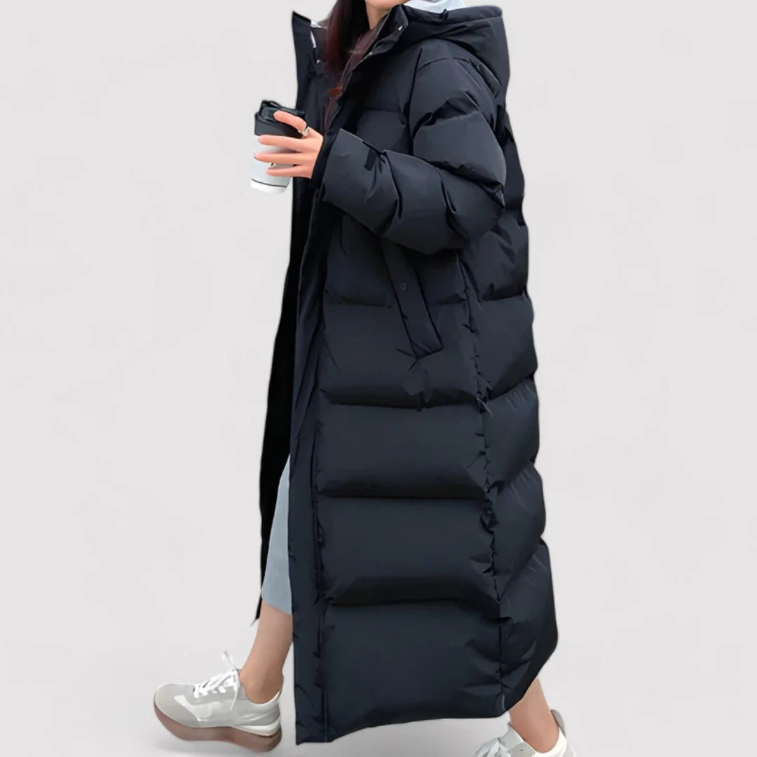 Long Hooded Puffer Coat for Women