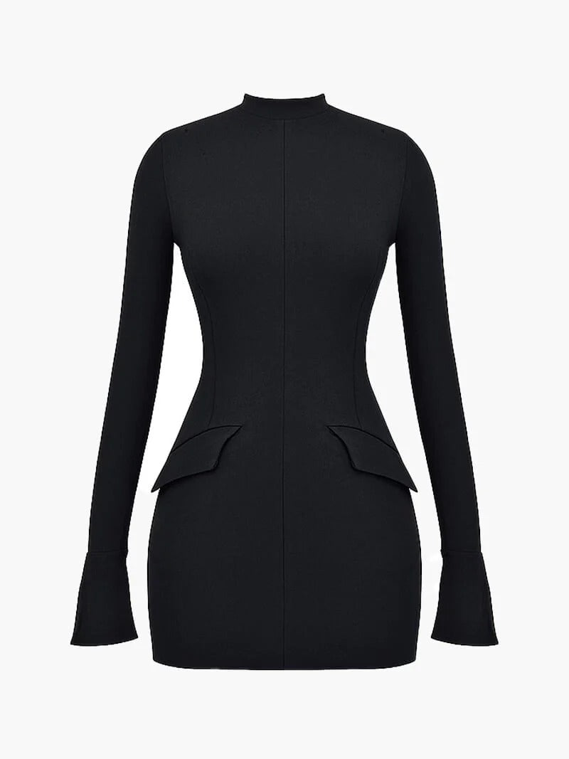 Long Sleeve High Neck Mini Dress for Women