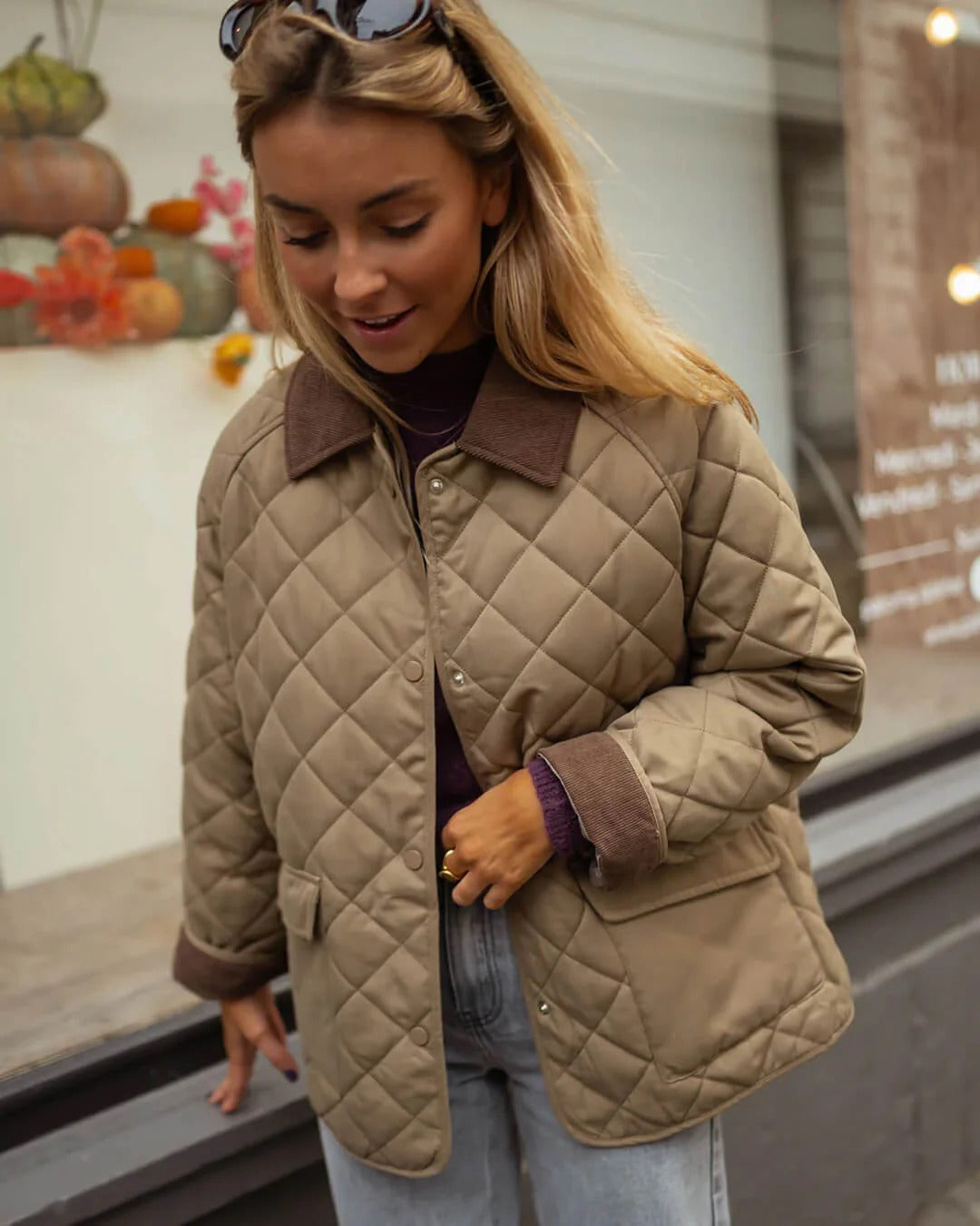 Quilted Jacket with Collar for Women