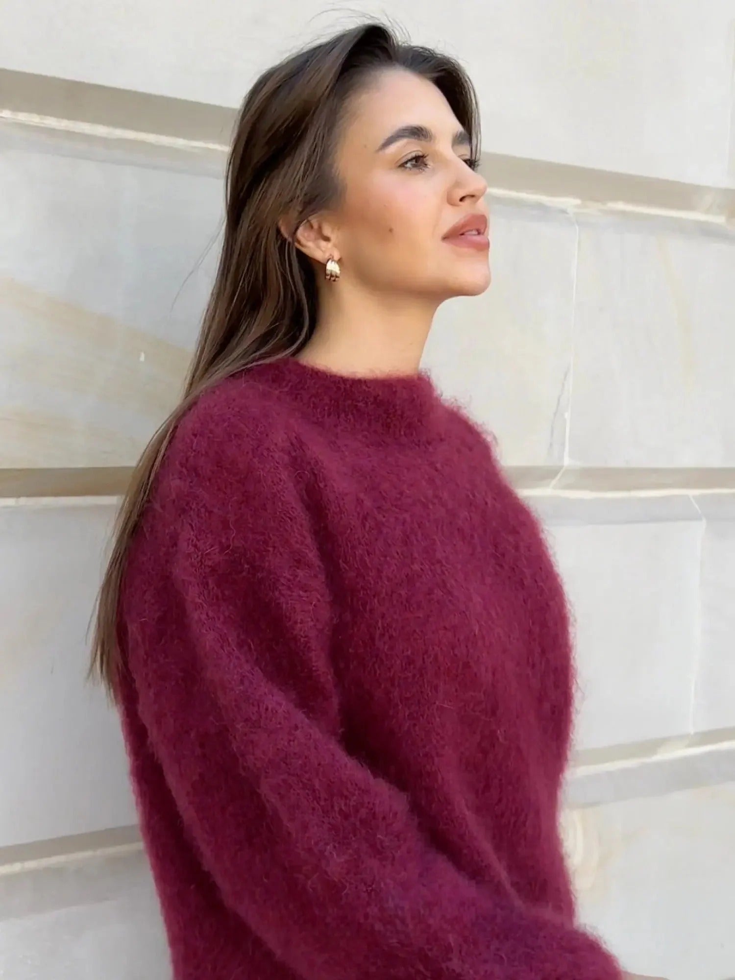 Oversized Mohair Crew Neck Jumper for Women